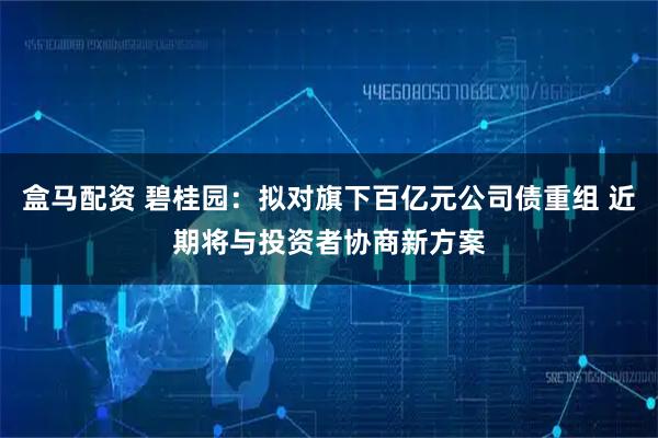 盒马配资 碧桂园：拟对旗下百亿元公司债重组 近期将与投资者协商新方案